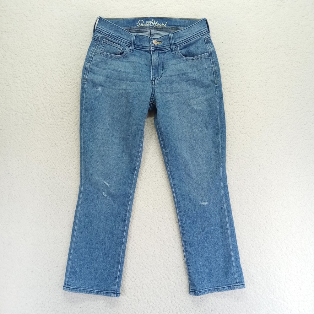Old Navy The Sweetheart Capri‎ Jeans Summer Wind Blue Stretch Denim Sz 0 Regular